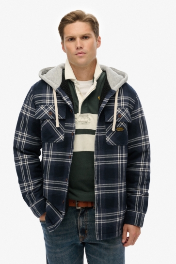 Superdry Overhemd SURPLUS HOODED CHECK SHIRT M4011032A NAVY WINDOW CHECK