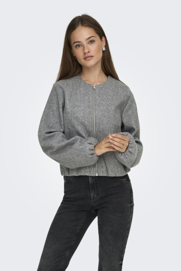 Jacqueline de Yong Jas JDYOFIR BALLOON SHORT JACKET OTW YF 15359340 MEDIUM GREY MELANGE