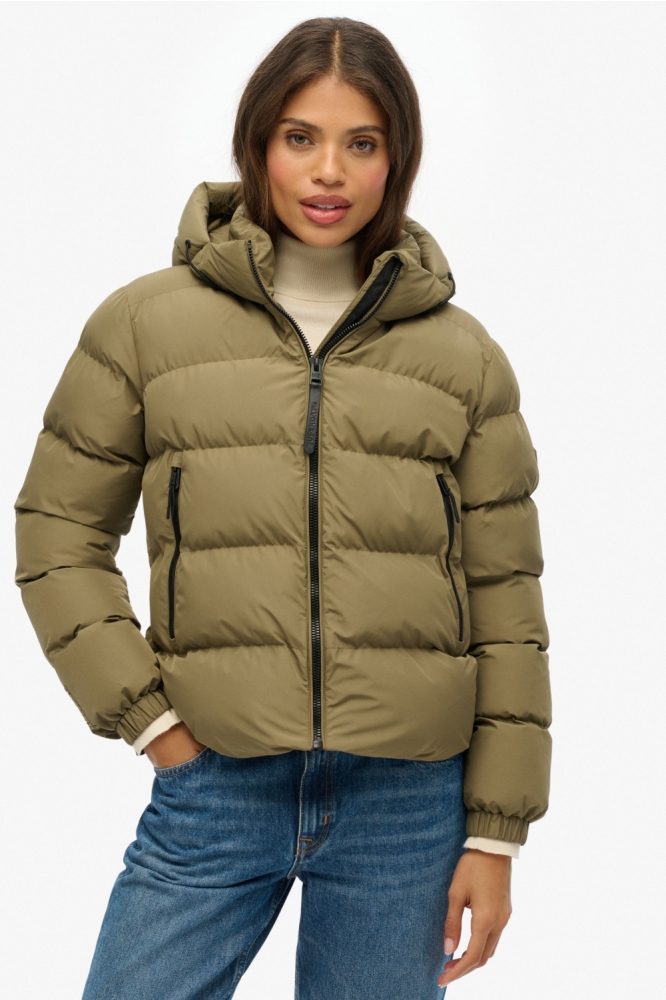 Superdry groene dames jas | Model vooraanzicht