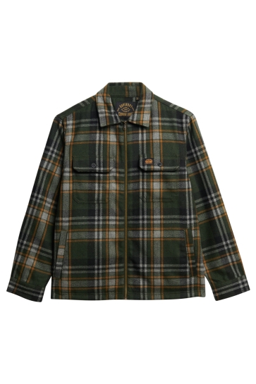 Superdry Overhemd WOOL MILLER ZIP OVERSHIRT M4011063A BUCKSHOT CHECK OLIVE