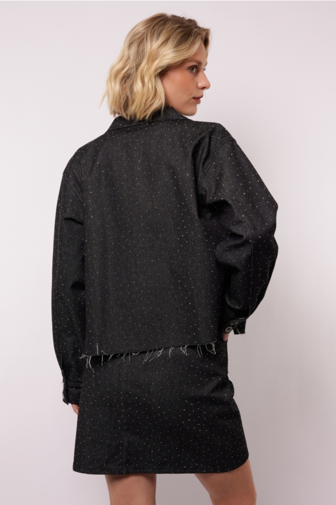Fluresk grijze dames jas | Model achteraanzicht