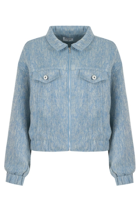 Fluresk blauwe dames jas | Vooraanzicht