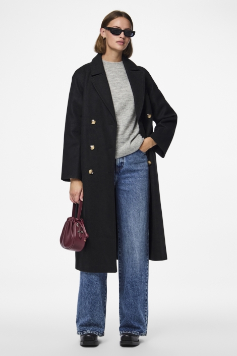 Pieces zwarte dames jas | Model vooraanzicht