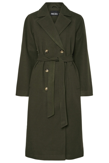 Pieces PCMARBEL LONG COAT NOOS 17150940 FOREST NIGHT