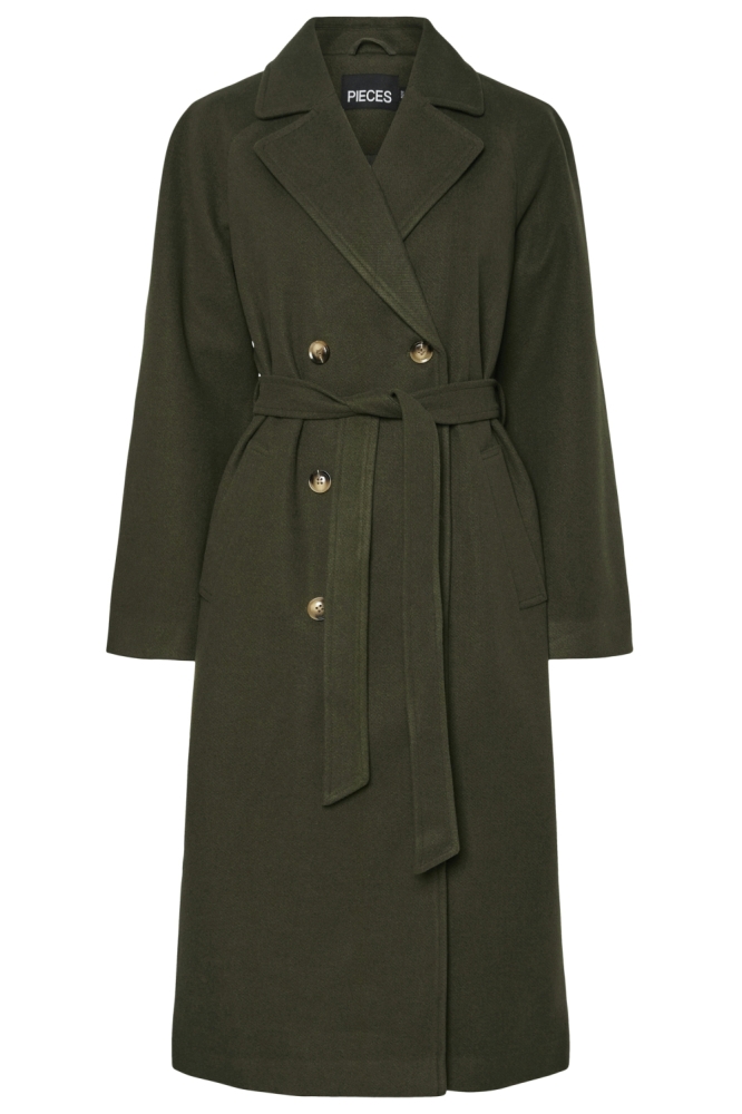 Pieces groene dames jas | Vooraanzicht