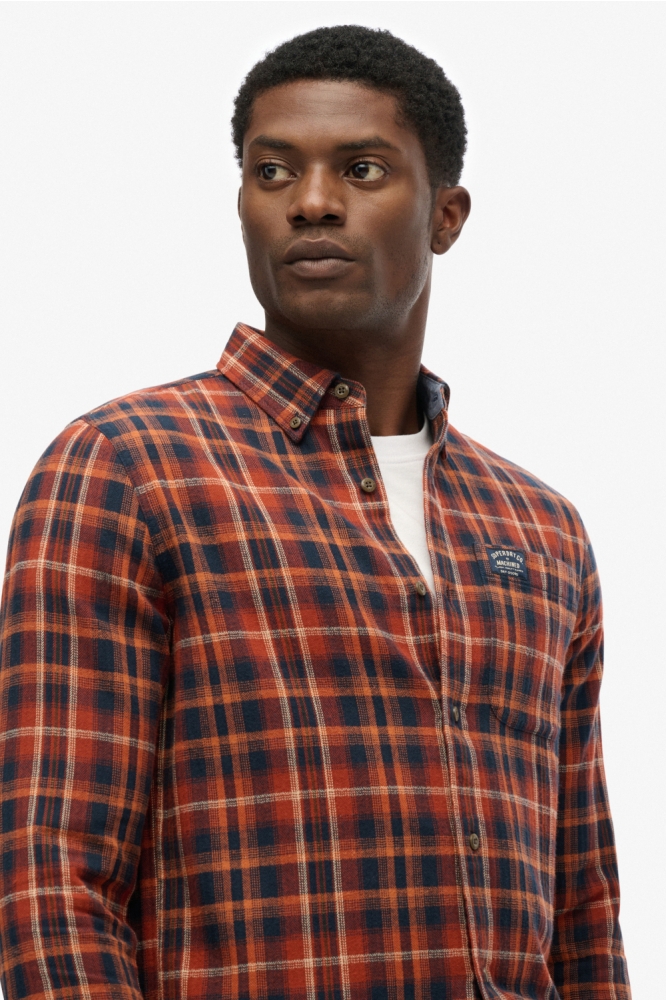 Superdry oranje heren overhemd | Close up