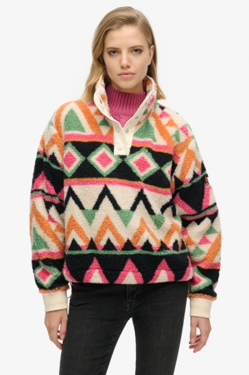 Superdry Trui SUPER SOFT PRINTED HALF W2012348A CREAM TERRY PRINT