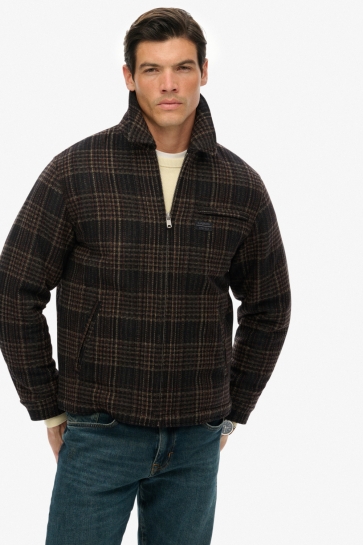 Superdry Jas WOOL BLEND CHECK RANCH JACKET M5012203A MERCANTILE BROWN CHECK