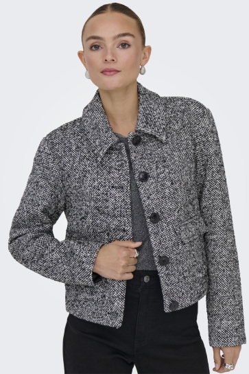 Jacqueline de Yong Jas JDYOPI CALLIE SHORT JACKET OTW HAB 15359373 BLACK/SALT/PEPPER