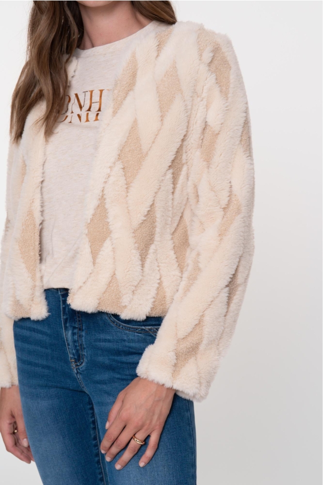 Geisha ecru dames jas | Model zijaanzicht