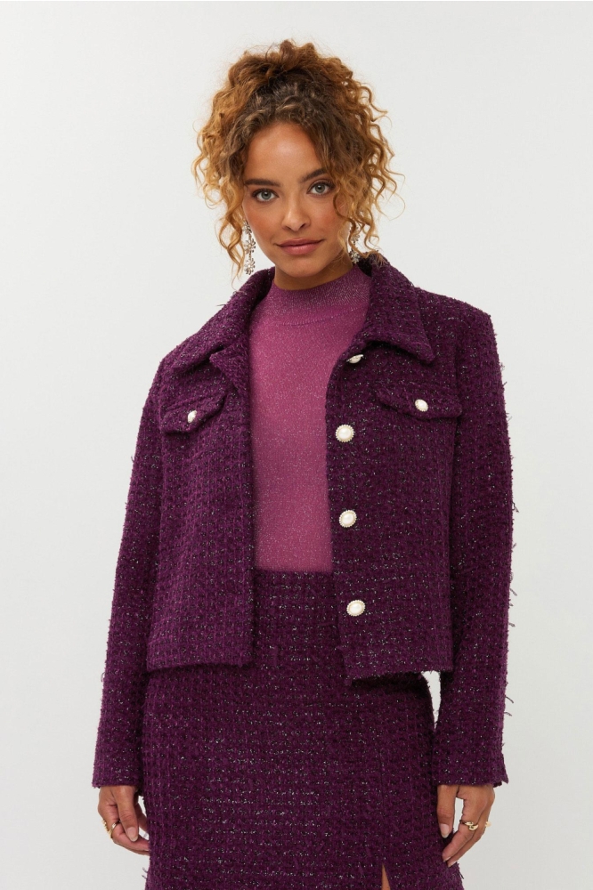 Ydence bordeaux dames jas | Model vooraanzicht