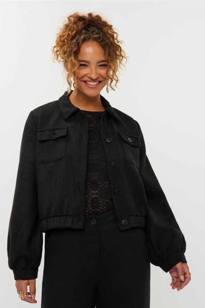 Ydence zwarte dames jas | Vooraanzicht
