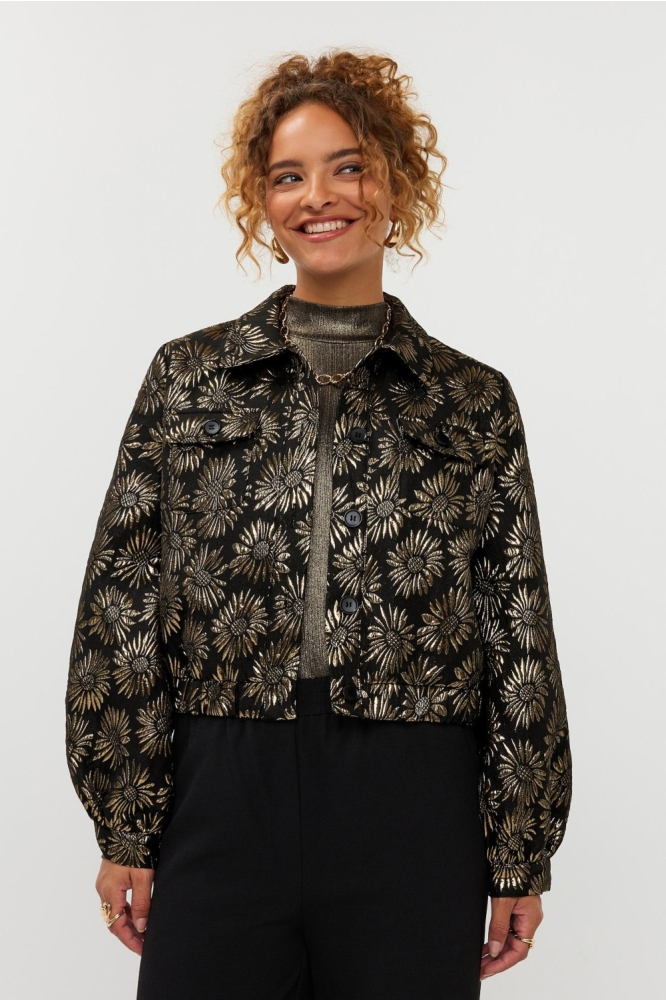 Ydence zwarte dames jas | Model achteraanzicht