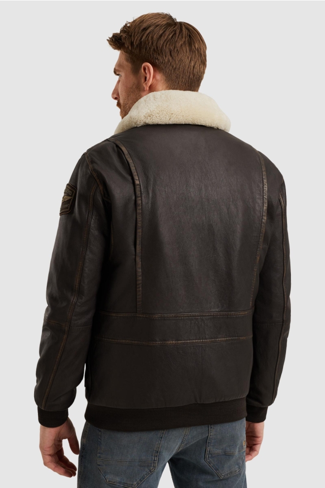 PME legend bruine heren leren jas | Model achteraanzicht
