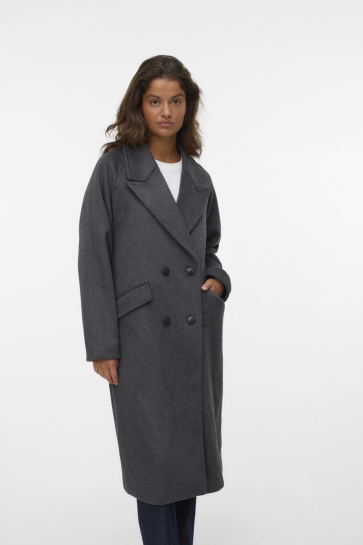 Vero Moda Jas VMHARPER LONG WOOL COAT GA NOOS 10320446 DARK GREY MELANGE
