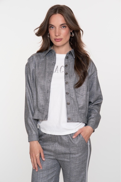 Geisha grijze dames jas | Model vooraanzicht