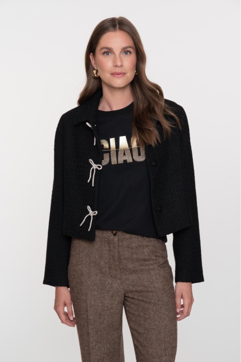 Geisha zwarte dames jas | Model vooraanzicht