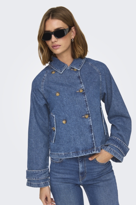 Only blauwe dames jas | Model vooraanzicht
