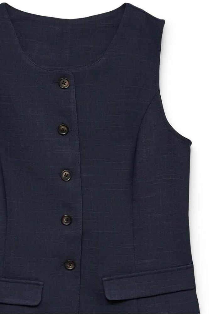 Vero Moda blauwe dames gilet | Close up