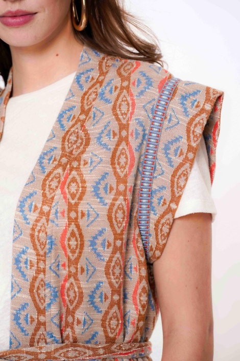 Geisha zand dames gilet | Close up