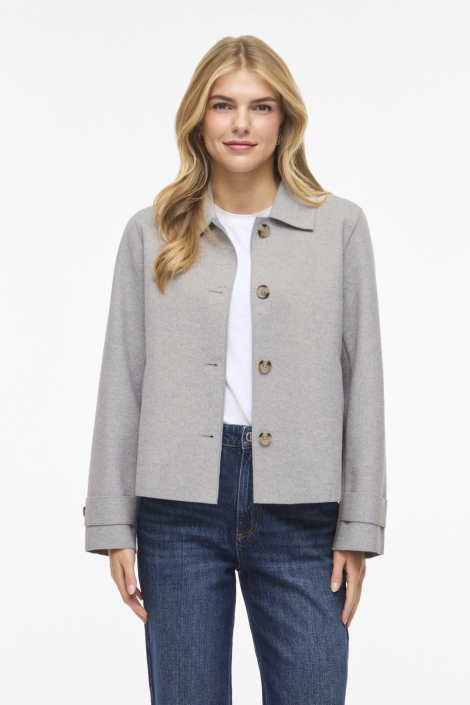 Vila grijze dames jas | Model vooraanzicht