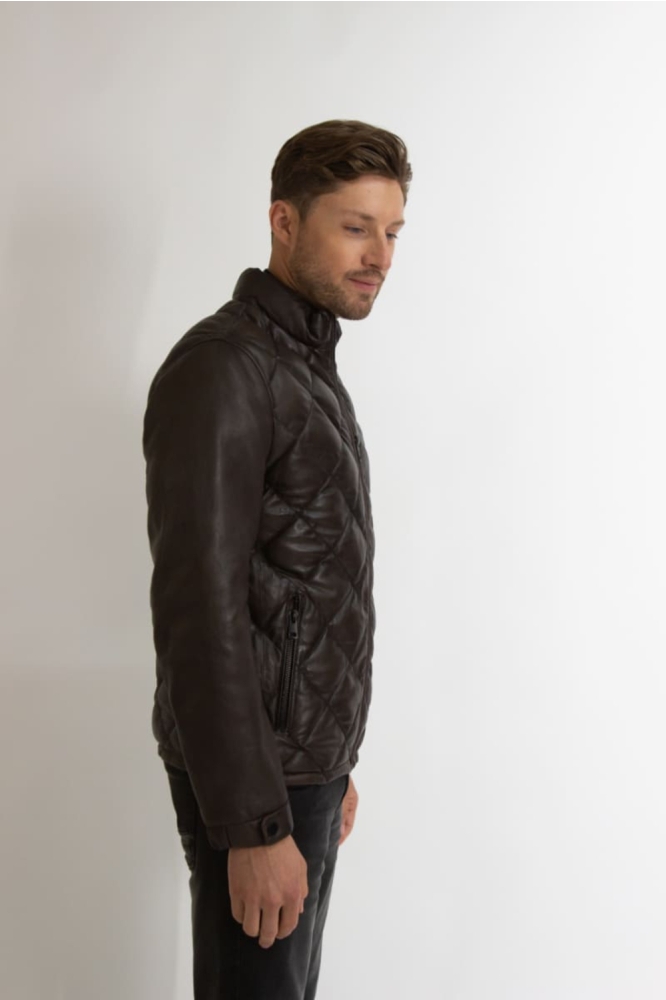 LEATHER JACKET 52332 Coffee Brown