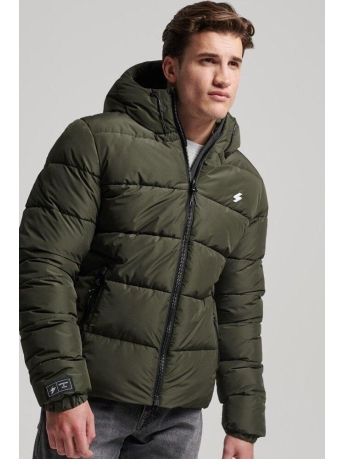 Superdry Jas HOODED SPORTS PUFFER M5011212A DARK MOSS