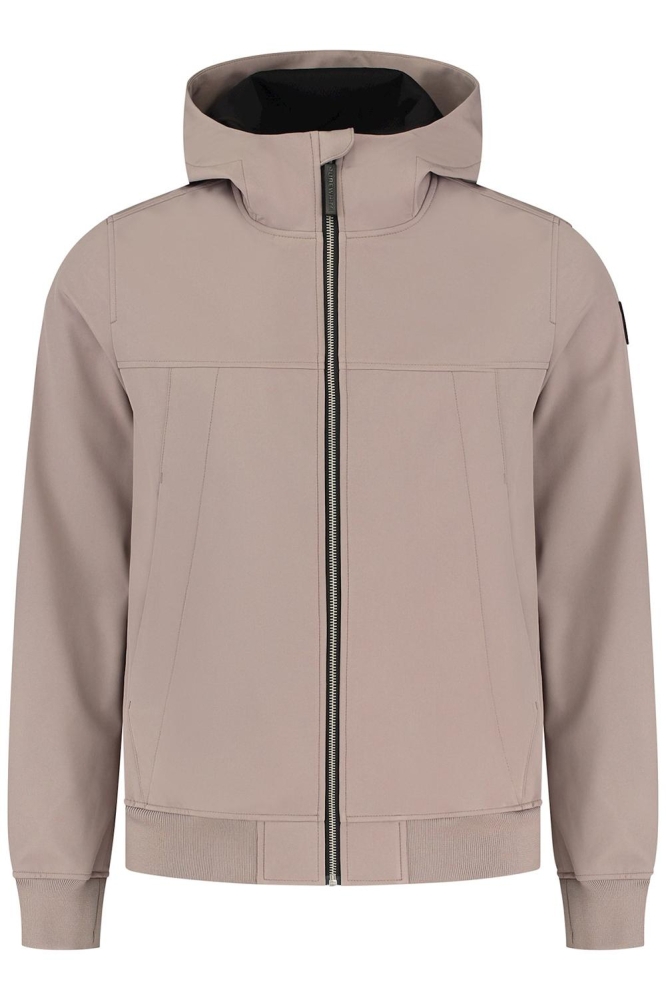 SOFTSHELL JACKET WITH RUBBERBADGE 23010401 53 TAUPE