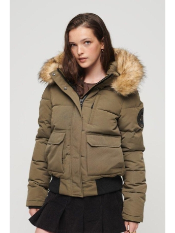 Superdry Jas EVERST HOODED PUFFER BOMBER W5011576A VD2 MILITARY OLIVE