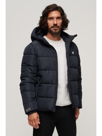 Superdry Jas HOODED SPORTS PUFFER JACKET M5011827A 98T ECLIPSE NAVY