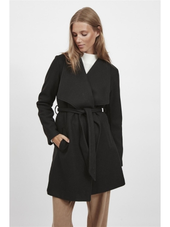 Vila Jas VICOOLEY COLLAR BELT COAT - NOOS 14069682 BLACK