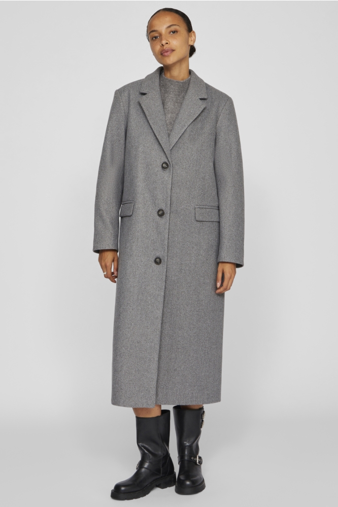 Vila grijze dames jas | Model vooraanzicht