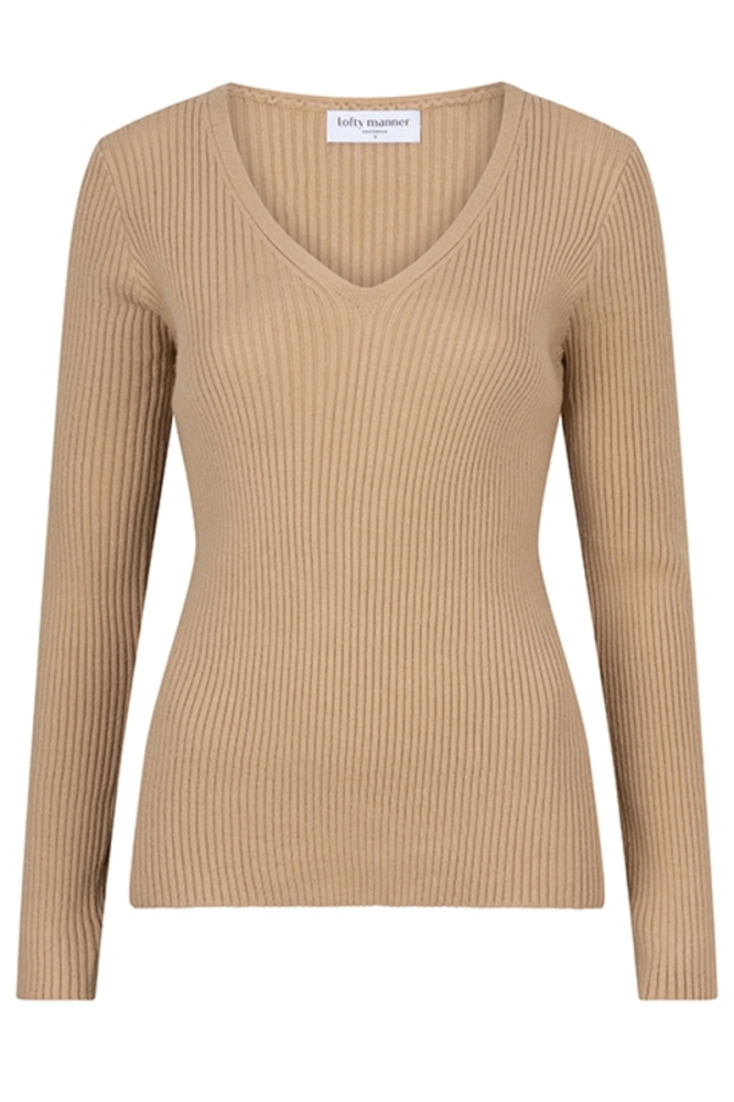 Lofty Manner camel dames trui | Vooraanzicht