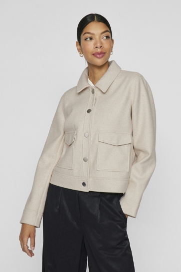 Vila Jas VIJUMPY L/S SHORT JACKET - NOOS 14100222 Super Light Natural Melan