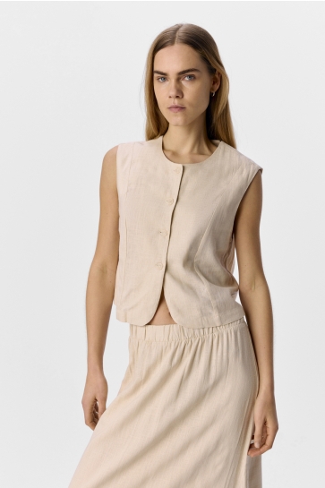 Object Vest OBJAYA S/L RE VEST 138 23046343 SANDSHELL
