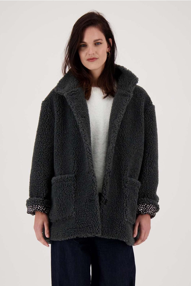Zusss grijze dames jas | Model vooraanzicht