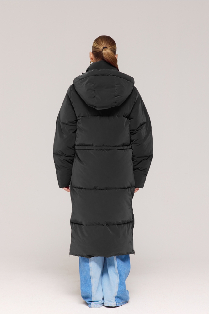 Harper & Yve zwarte dames jas | Model achteraanzicht