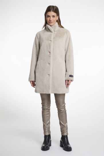 Rino & Pelle Jas SINGLE BREASTED FAKE FUR COAT NONNA 7002511 9030 birch
