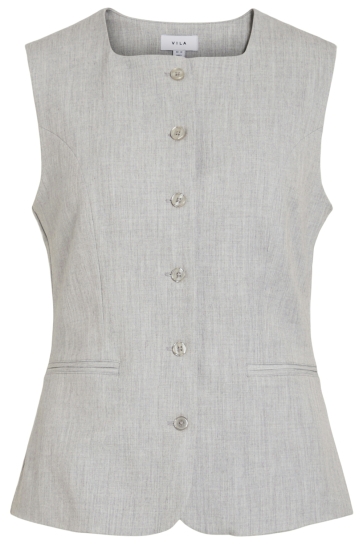 Vila Vest VIVARONE S/L SQUARE NECK LONG VEST 14109675 LIGHT GREY MELANGE