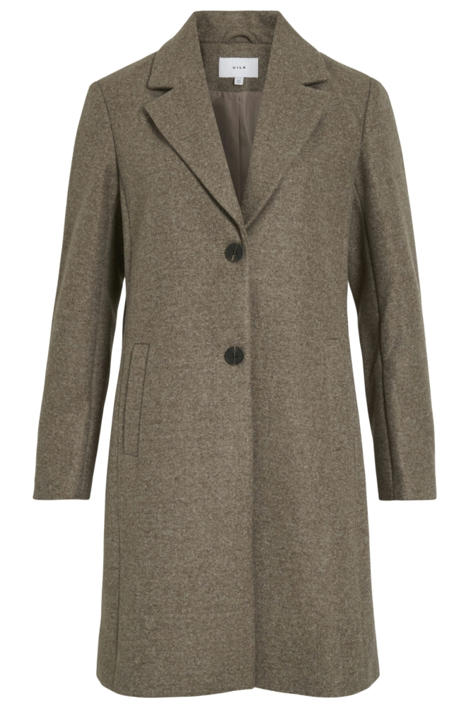 Vila taupe dames jas | Vooraanzicht