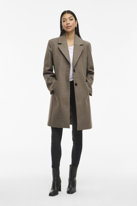 Vila taupe dames jas | Model vooraanzicht