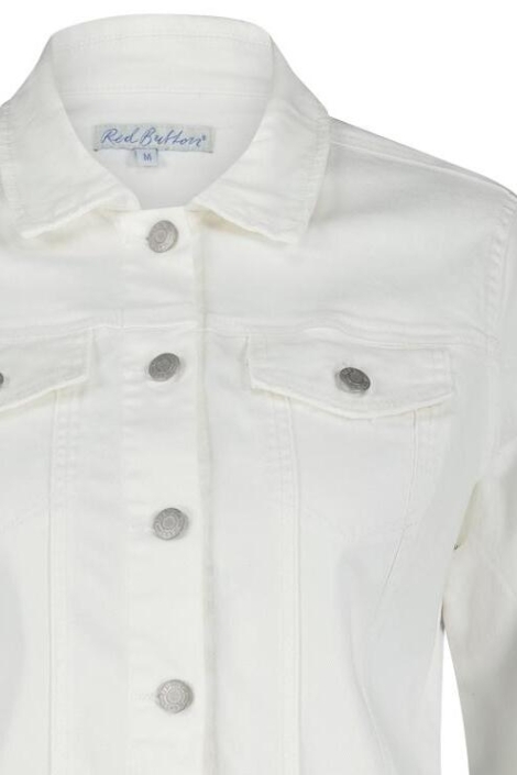 Red Button witte dames jas | Close up