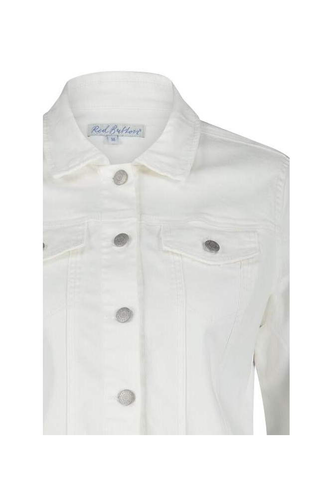 Red Button witte dames jas | Close up