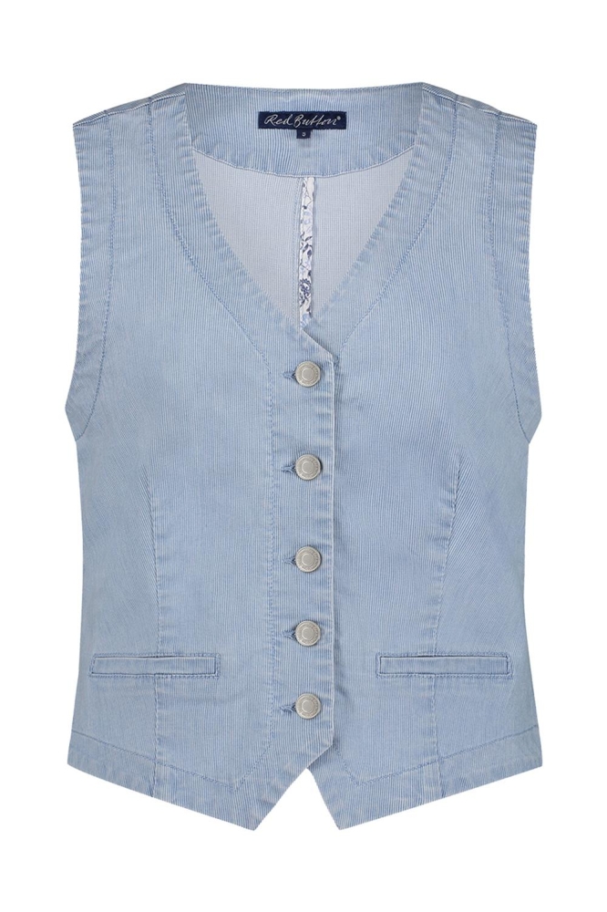 Red Button blauwe dames gilet | Vooraanzicht