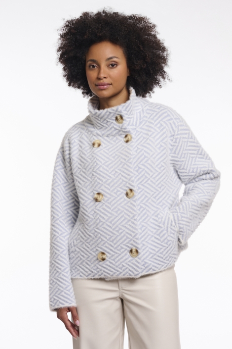 Rino & Pelle blauwe dames jas | Model vooraanzicht