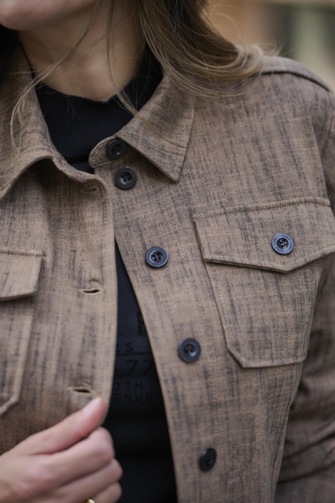 Zoso camel dames blazer | Close up