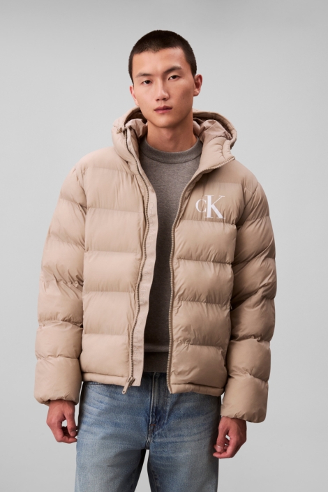 Calvin Klein beige heren jas | Model vooraanzicht