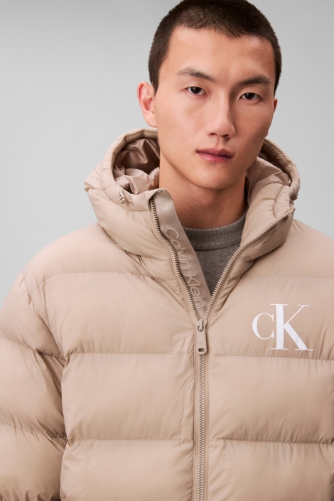Calvin Klein beige heren jas | Close up