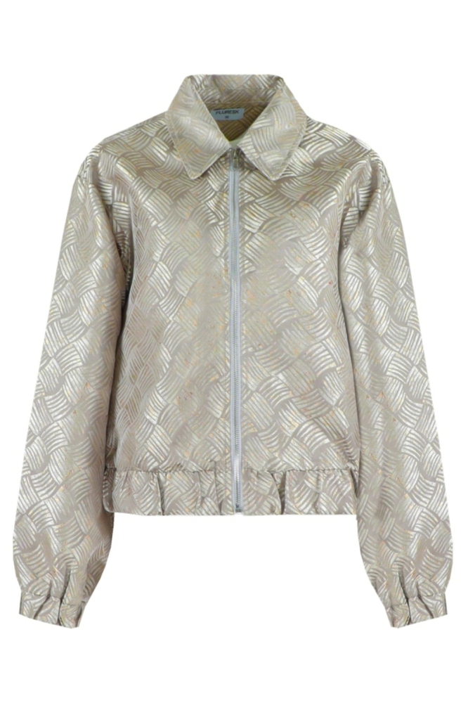 Fluresk zilveren dames jas | Vooraanzicht