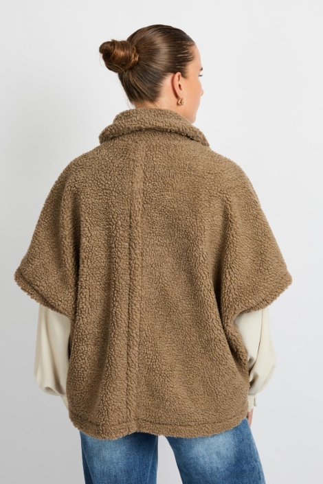 C&S The Label camel dames jas | Model achteraanzicht